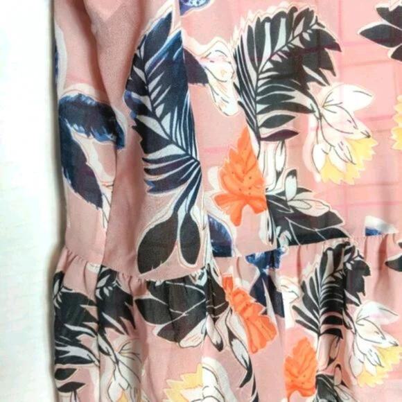 A NEW DAY Pink Tropical Floral Ruffle Dressy Tank Plus XXL NEW - Picture 4 of 7